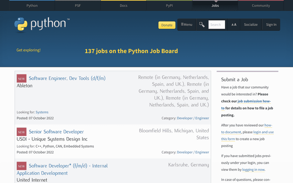 python.org - Screenshot
